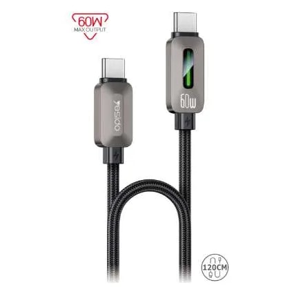Cable Yesido CA198 USB-C a USB-C 60W con luz