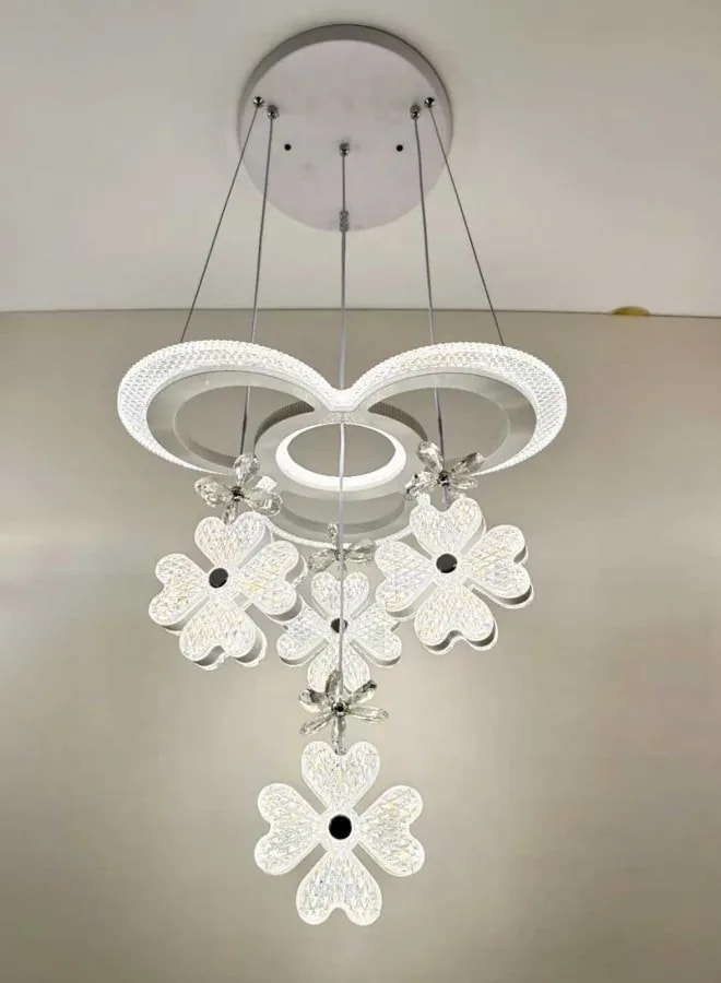 Lámpara Colgante LED Forma de Nube con 4 Flores de Cristal