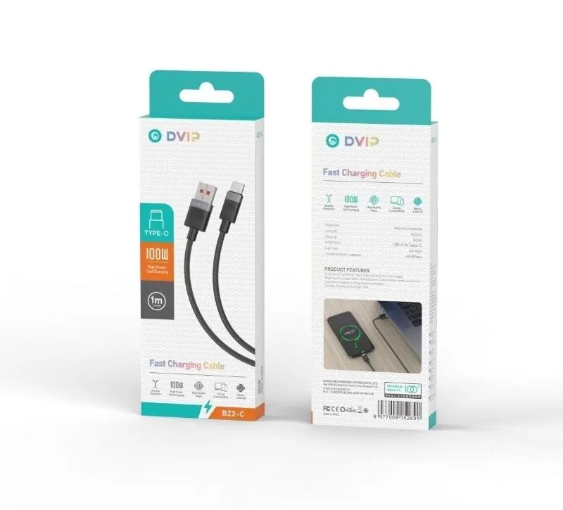 Cable USB a Tipo C DVIP BZ2 Carga Rápida Negro