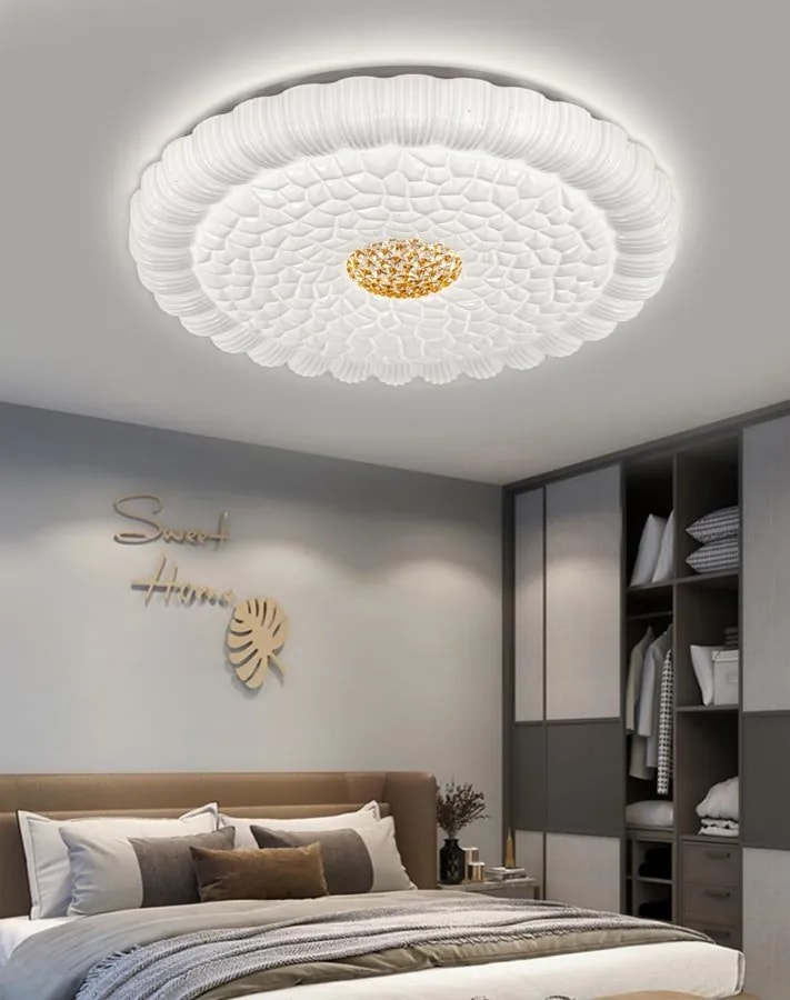 Plafón LED Redondo 40 cm Diseño Floral con Centro Dorado