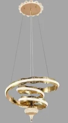 Lámpara Colgante LED Espiral con Colgante de Cristal Dorado Francés