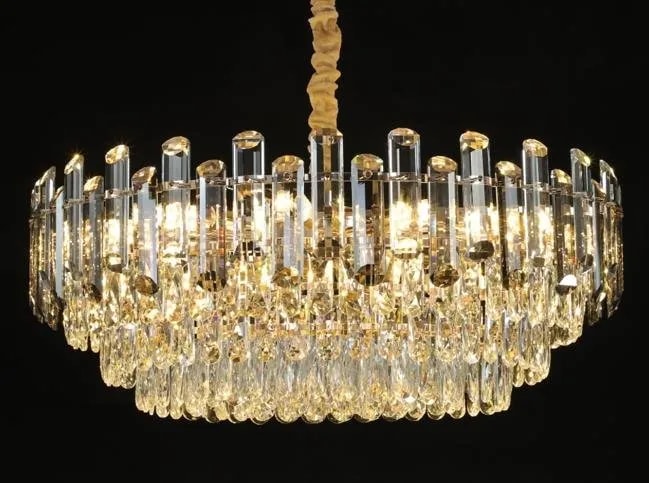 Lámpara Colgante de Cristal Redonda 60 cm Escalonada Dorada