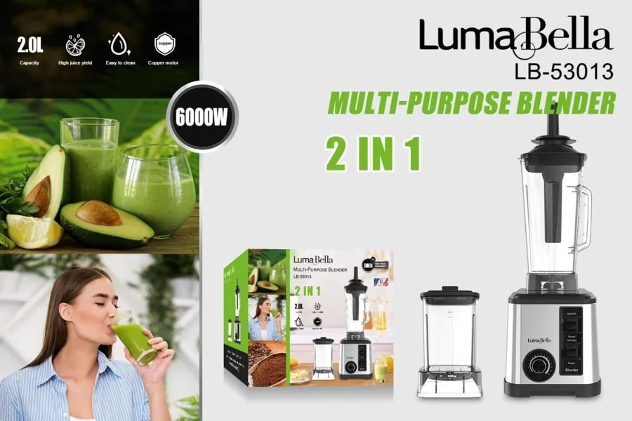 Licuadora Multiuso 2 en 1 Luma Bella 2 L Alta Potencia
