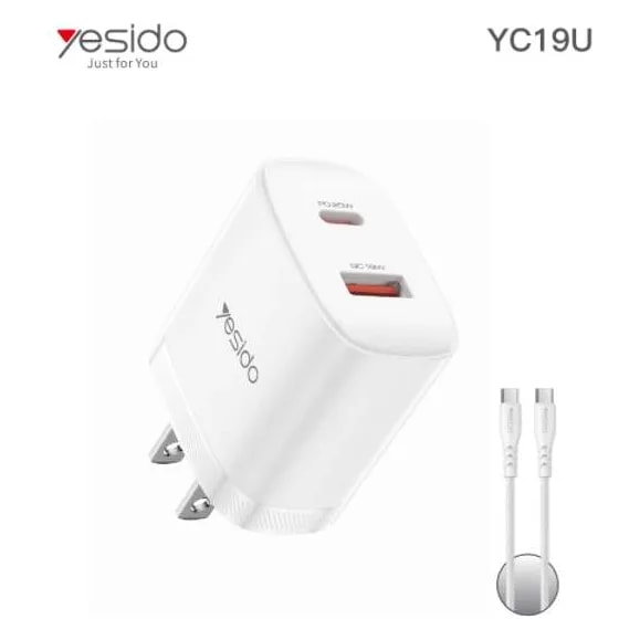 Cargador Yesido YC19U 20W USB-A + USB-C