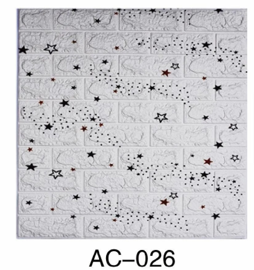 Adhesivo de Pared 3D Efecto Ladrillo Blanco con Estrellas