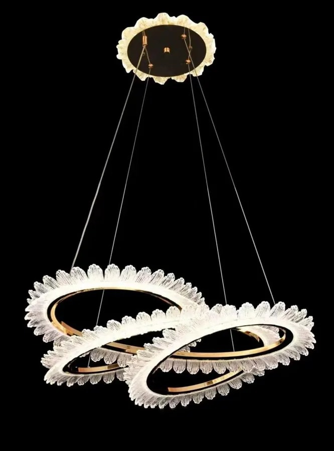Lámpara Colgante LED de 3 Aros Entrelazados 40 cm Dorada