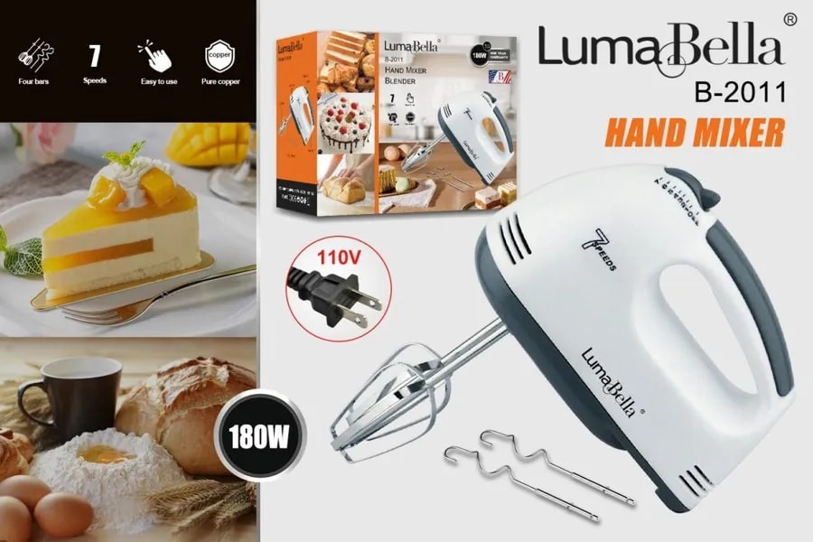 Batidora de Mano 180W de 7 Velocidades con Turbo