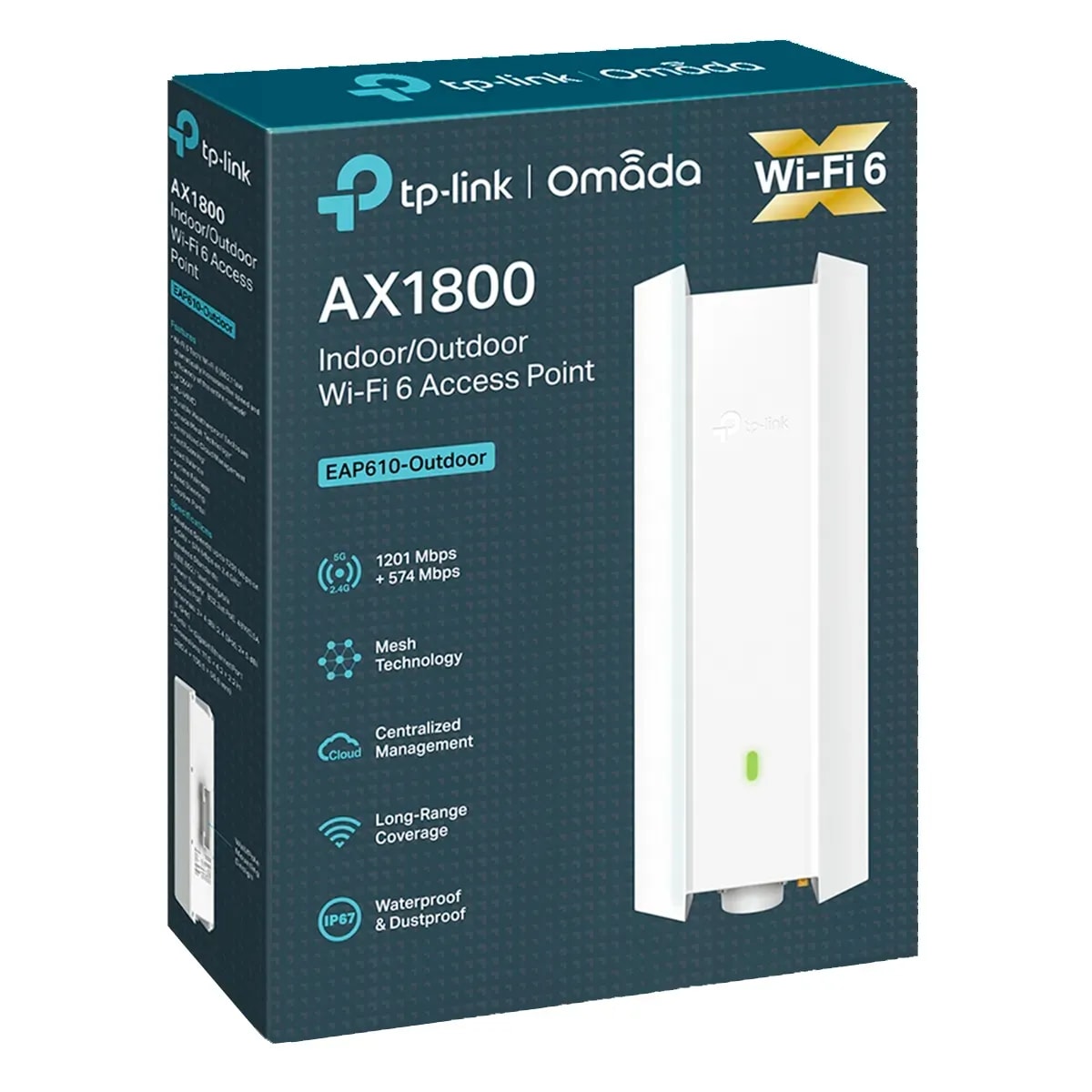 Punto De Acceso Inalambrico Tp-link Exterior Wi-fi 6 AX1800 Doble Banda IP67 EAP610-OUTDOOR