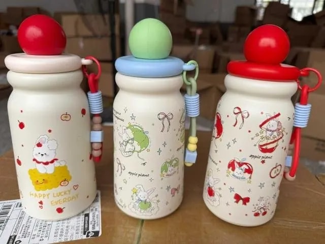 Termo de Acero Inoxidable 530 ml con Tapa de Bola y Correa