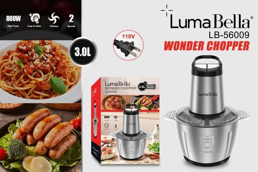 Picadora Eléctrica de Alimentos Luma Bella 800W 3 L