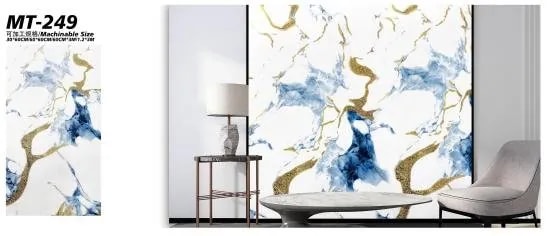 Papel Tapiz Autoadhesivo Mármol Blanco, Azul y Dorado en Rollo