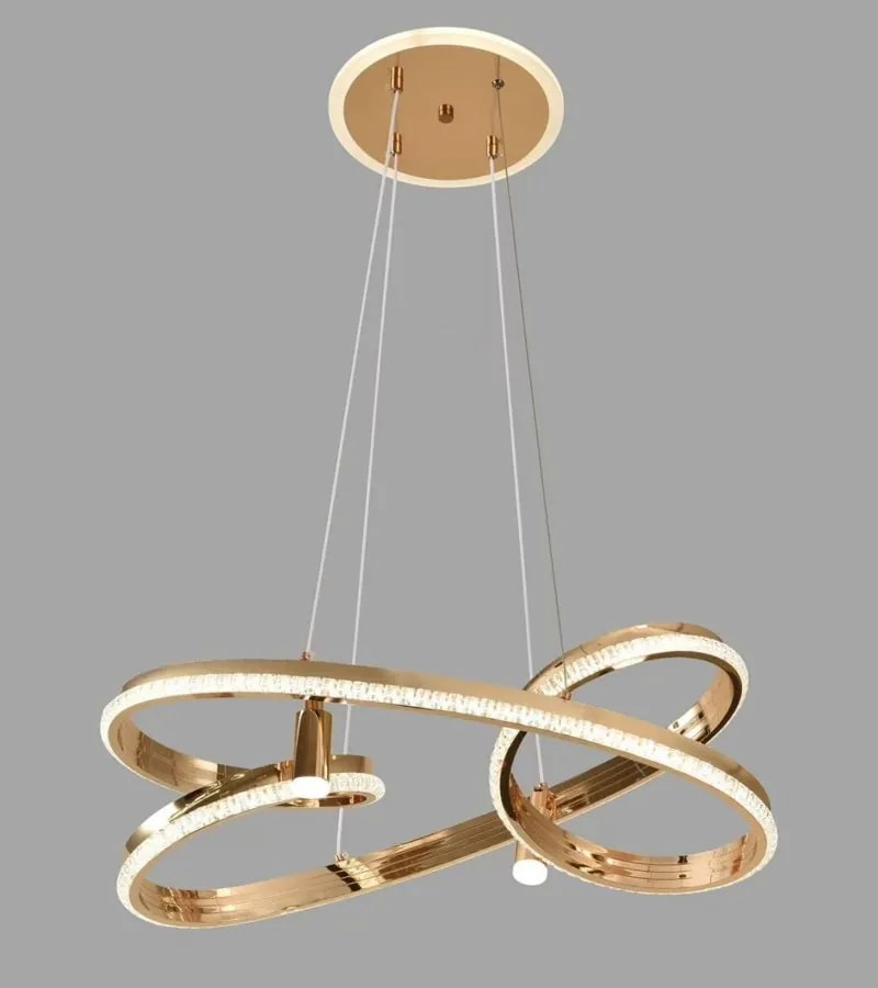Lámpara Colgante LED Aros Ondulados Grande Dorado Francés
