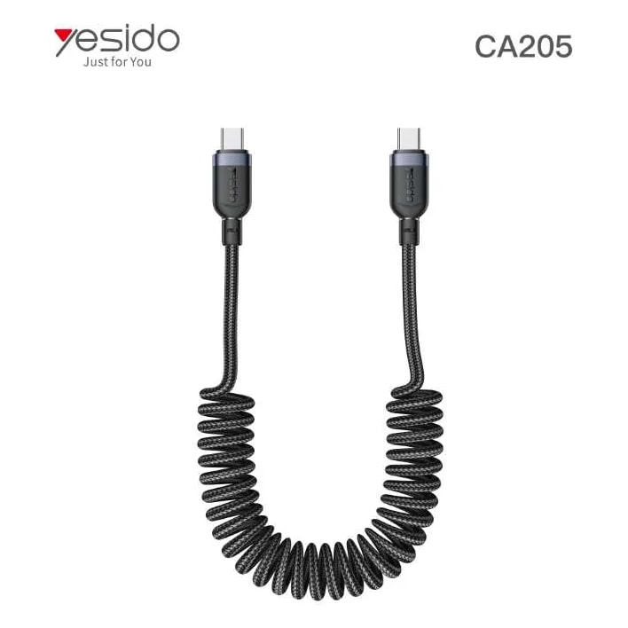 Cable en espiral Yesido CA205 USB-C a USB-C 60W