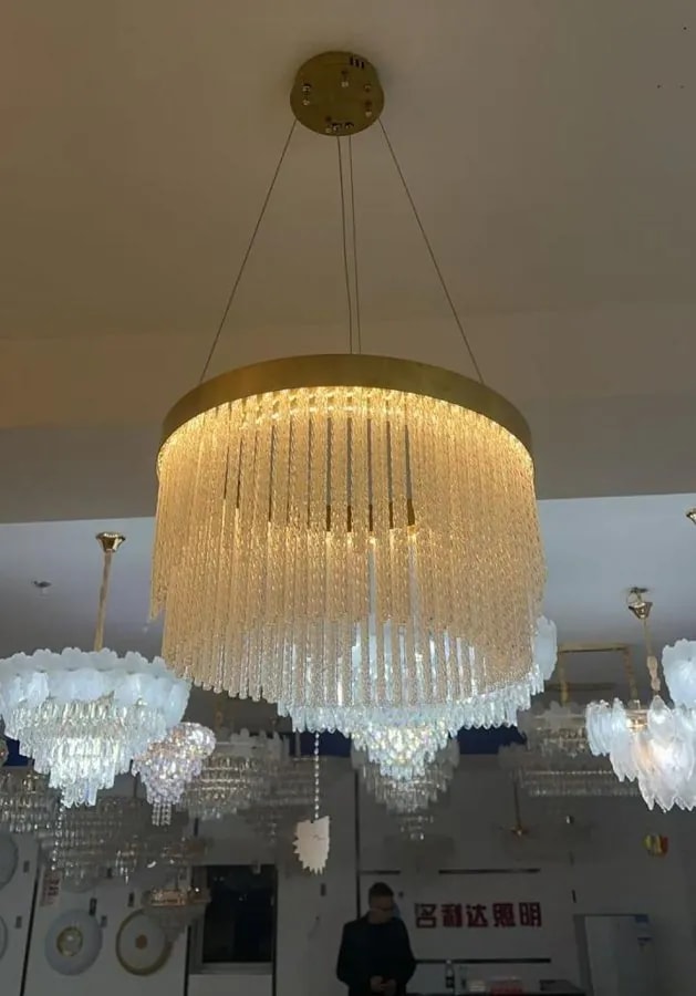 Lámpara Colgante LED de Anillo con Varillas de Cristal 60 cm