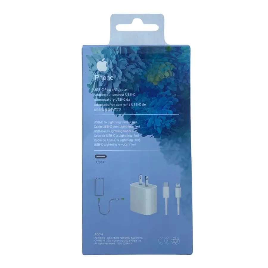 Cargador iPhone 25W usb-c A lightning caja dura