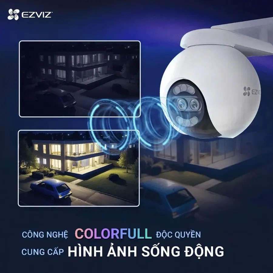Cámara Smart ezviz H80X lente dual 360° 4K ext. IP67 color 24/7 audio google/alexa supp. microsd 512GB cs-h80x-r100-8g82wkfl