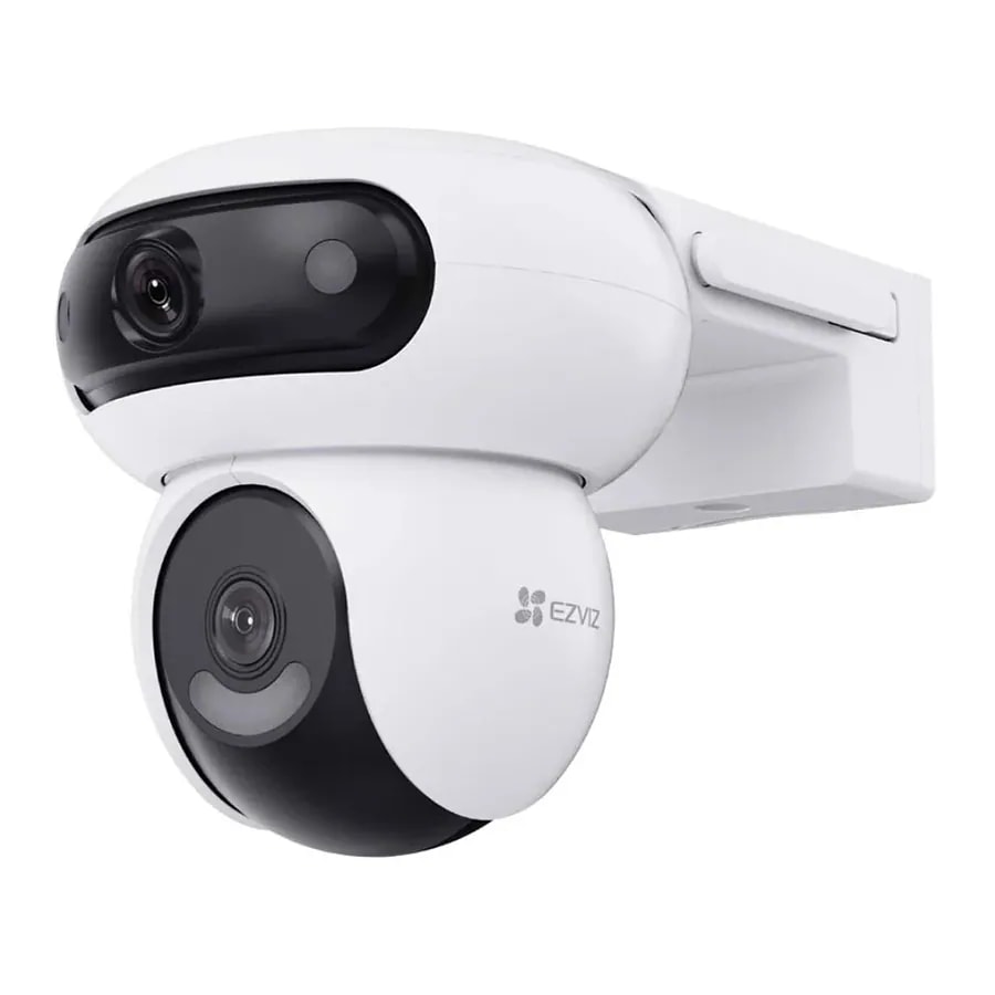 Cámara Smart ezviz H90 360° ext. rotacion dual 2K seg. aut. det. pers/veh ia color 24/7 40M audio patrullaje google/alexa supp. microsd 512GB cs-h90-r100-8h44wkfl