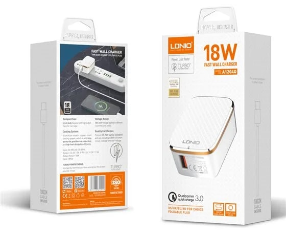 Cargador ldnio A1204Q 18W 1P USB + cab usb-iph