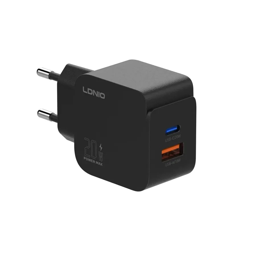 Cargador ldnio Q1 20W 2P pd + USB + cab tc-tc black