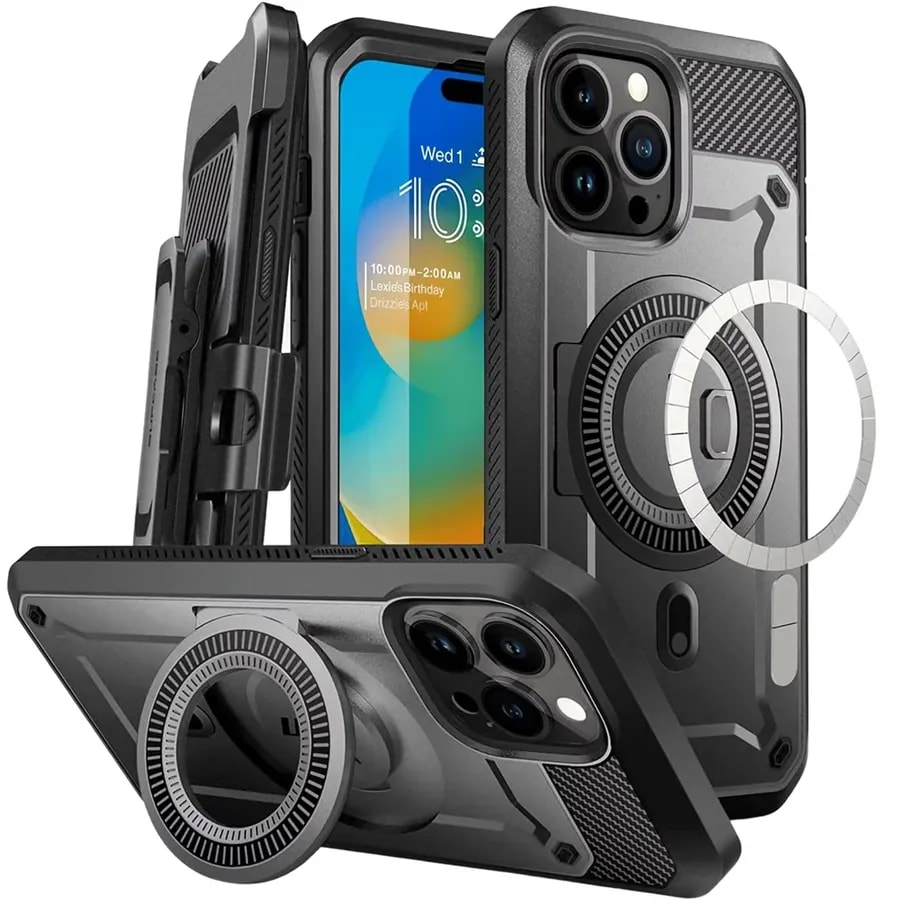 Estuche tpu magnético MGT-02 con anillo soporte iPhone 14 Pro Max con empaque individual