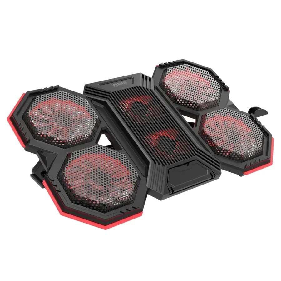 Base de enfriamiento marvo FN-41 atlas 60 fan 49CM + 26.5CM leds rojos 6 niveles 2 puertos USB 5V soporte movil negro/rojo