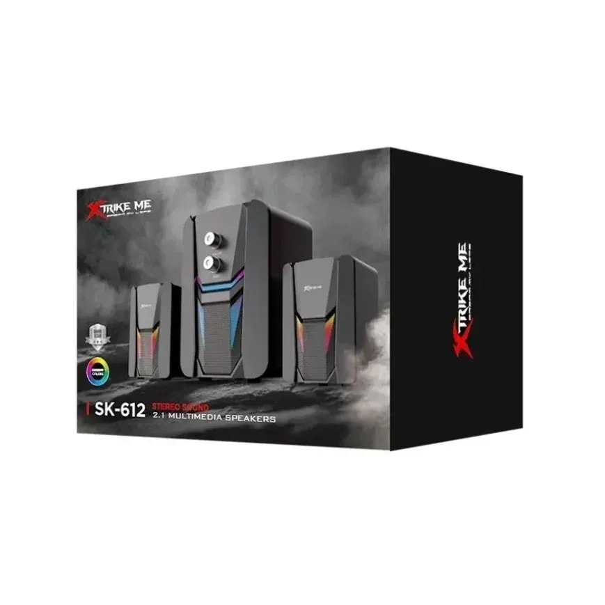Parlantes PC xtrike me SK-612 subwoofer 5W + 3W2 efectos rgb 5V/1A cable 1.2M USB + jack 3.5MM
