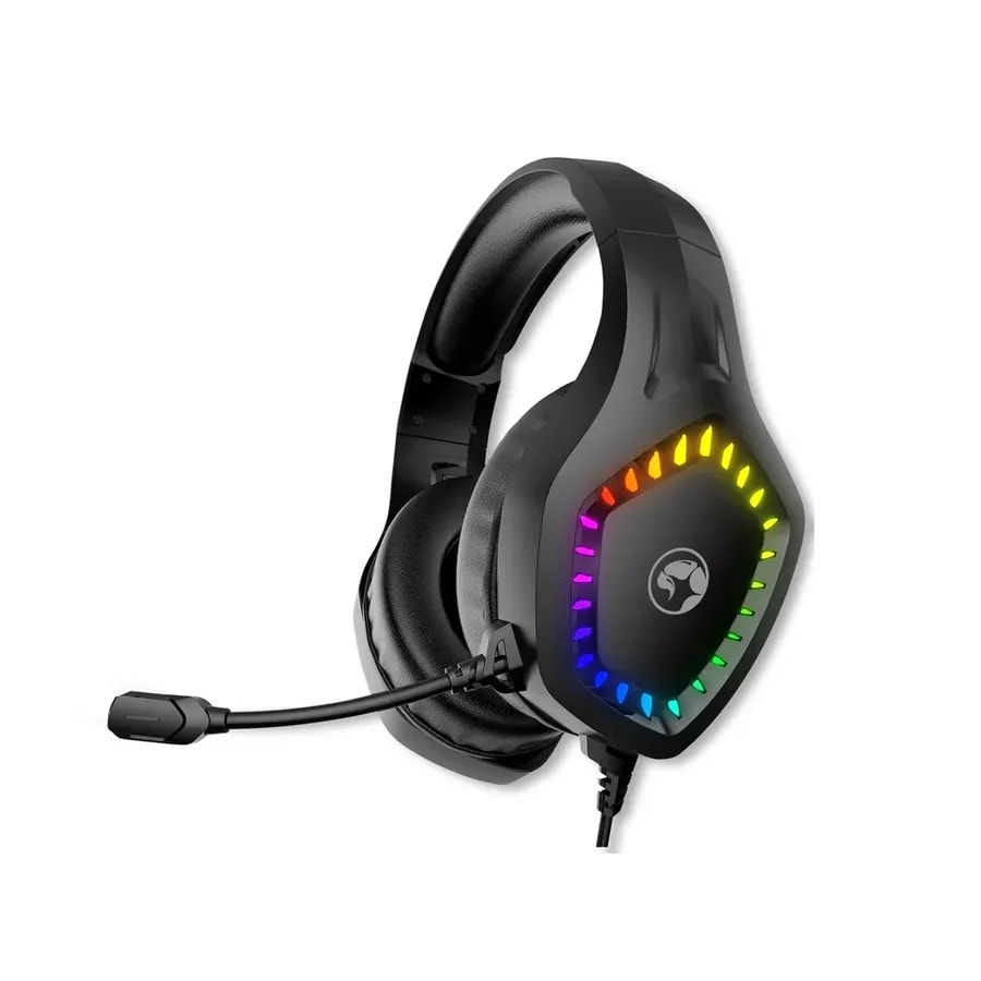 Headphone marvo H8360 bk iluminacion rgb mic. omnidireccional jack 3.5MM + USB PS5 / PS4 /xbox/pc