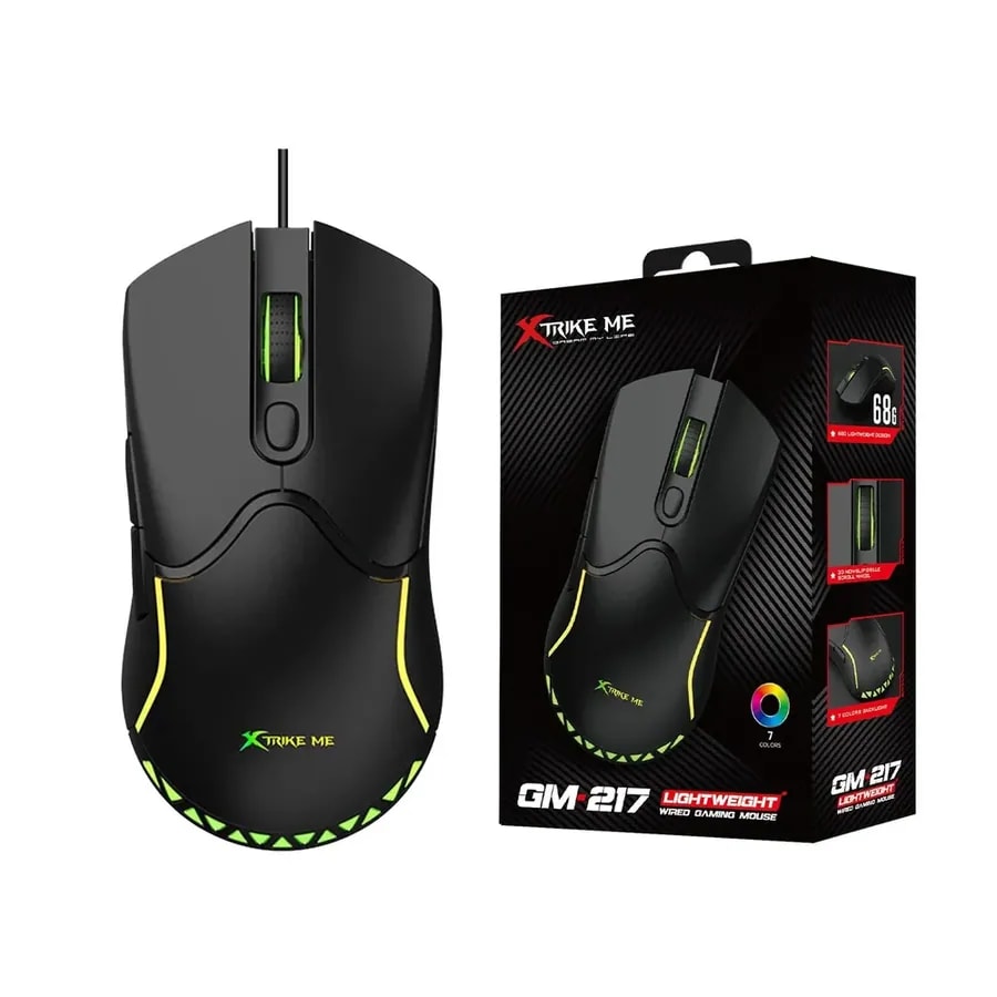 Mouse xtrike me GM-415 bk 9 bot.dpi 1600 2400 3200 6400 iluminacion rgb