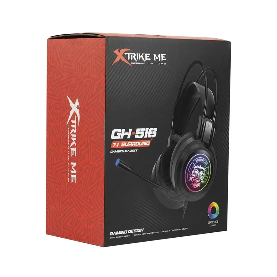 Headphone xtrike me GH-516 bk mi. omnidireccional iluminacion rgb estatica USB 2.0