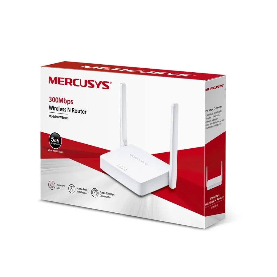 Router mercusys MW301R N300 2 ant., 3 ptos. fe, control parental, red invitados