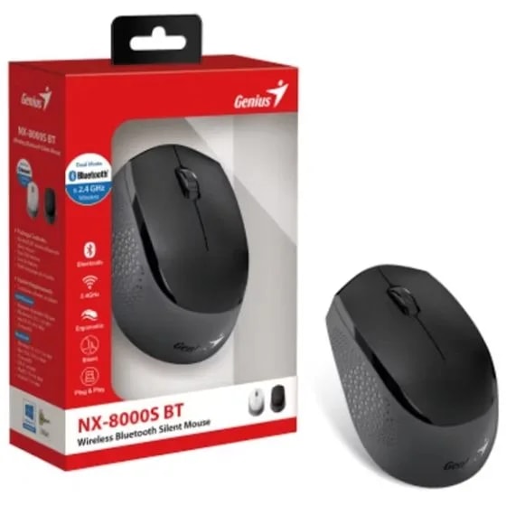 Mouse genius NX-8000S negro 2.4GHZ 3 bot. dpi 1200 blueeye ergocomodo incl pila aa