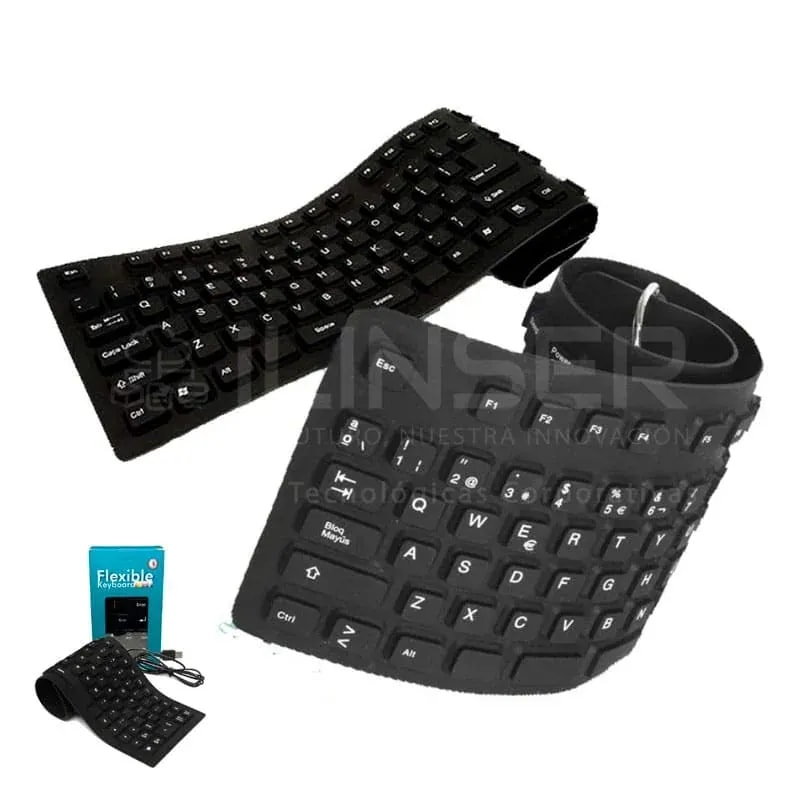 Teclado flexible antiagua ins KD-303 español alfanumerico interfaz USB 2.0