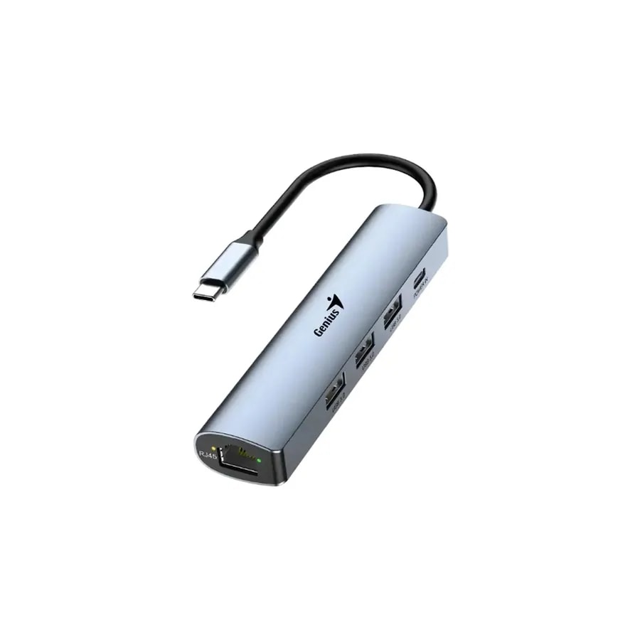 Hub genius UH545 USB con A 5 puertos 3 USB A 1 USB con 1 RJ45 ge win 10 11 mac