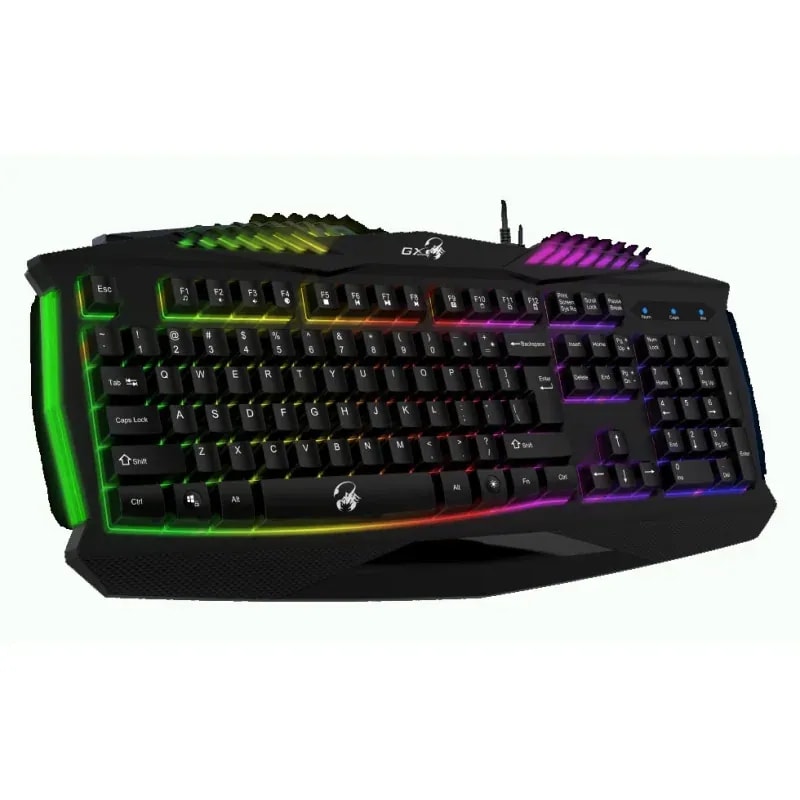 Teclado genius scorpion K220 sp bk iluminacion arco iris USB robusto y resistente