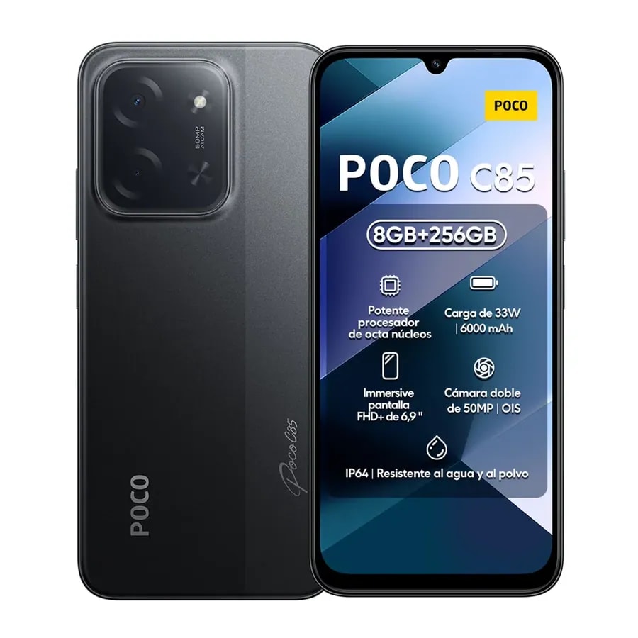 Celular/xiaomi Poco C85 8GB RAM 256GB alm 6.9 pulg 8MP frontal 50MP trasera negro