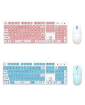 Teclado PC XO KB-05 wireless & mouse rosa/azul