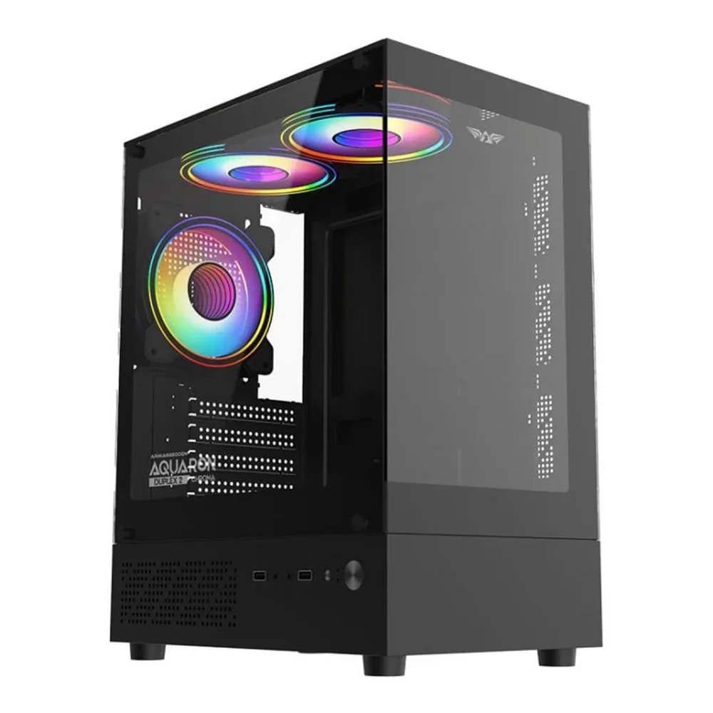 PC CHASIS ARMAGGEDDON AQUARON DUPLEX 2 CHROMA BLACK ARGB M ATX Chassis Dimension L298 X W195 X