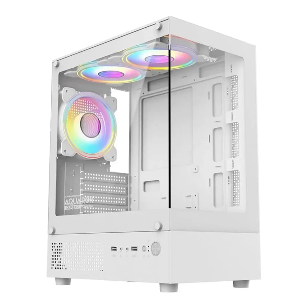 PC CHASIS ARMAGGEDDON AQUARON DUPLEX 2 CHROMA WHITE ARGB M ATX Chassis Dimension L298 X W195 X