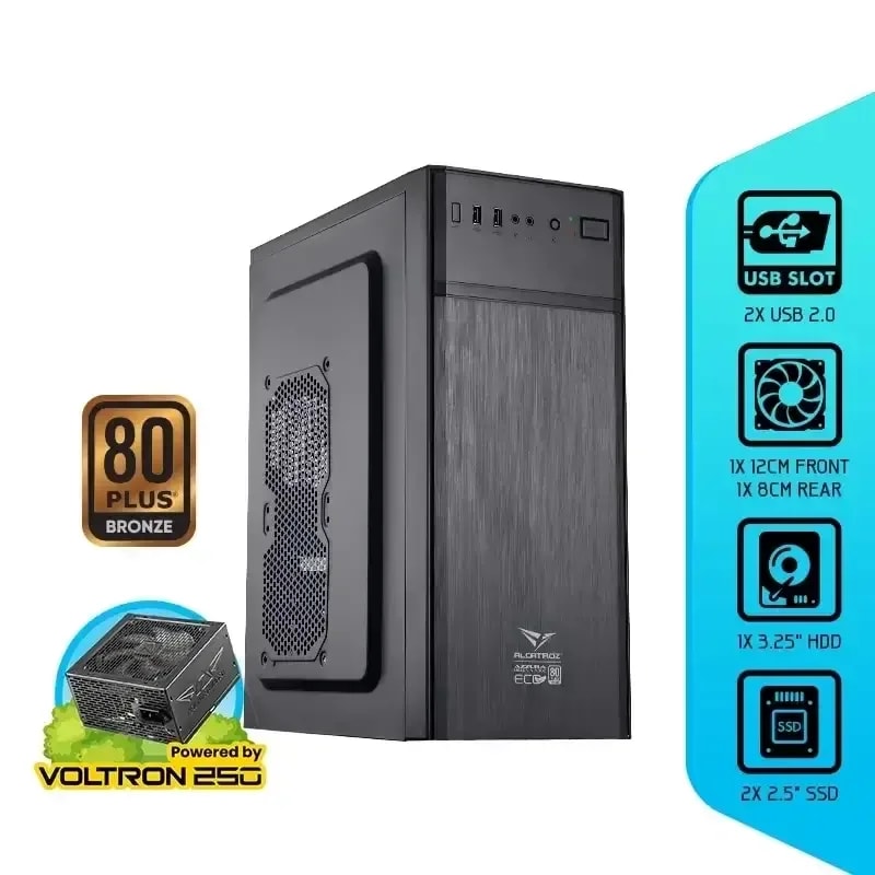 CASE ALCATROZ AZZURA MILLENIA ECO M300 COLOR NEGRO 0.4 mm BLACK COATING CASE 2 X USB 2.0 PUERTO 1 X