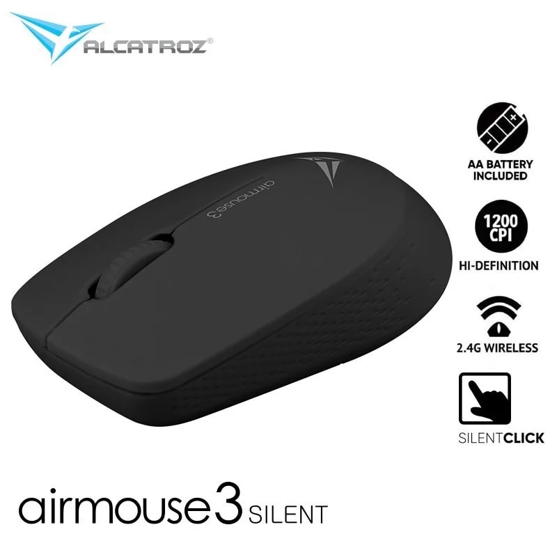 MOUSE INALAMBRICO AIRMOUSE 3 1200 CPI ERGONOMICO WIRELESS CONECCION HASTA 10 MTS AA PILAS COLOR