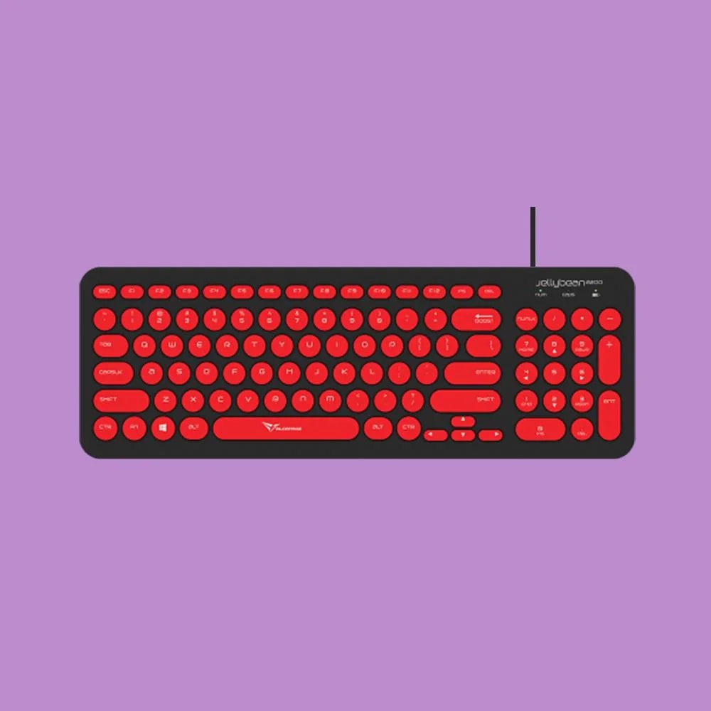 Teclado Alcatroz Wired U200 B RED 96 Teclas Redondas Silent Proteccion UV Coacted Keypads