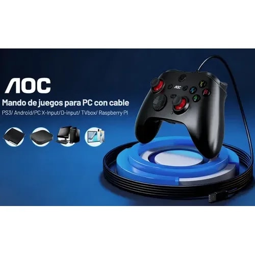 CONTROLADOR PARA JUEGO AOC GC100B LA IMP Joystick 3D 6 en 1 para PS3/Android/PC (X-Input/D-Input/TV