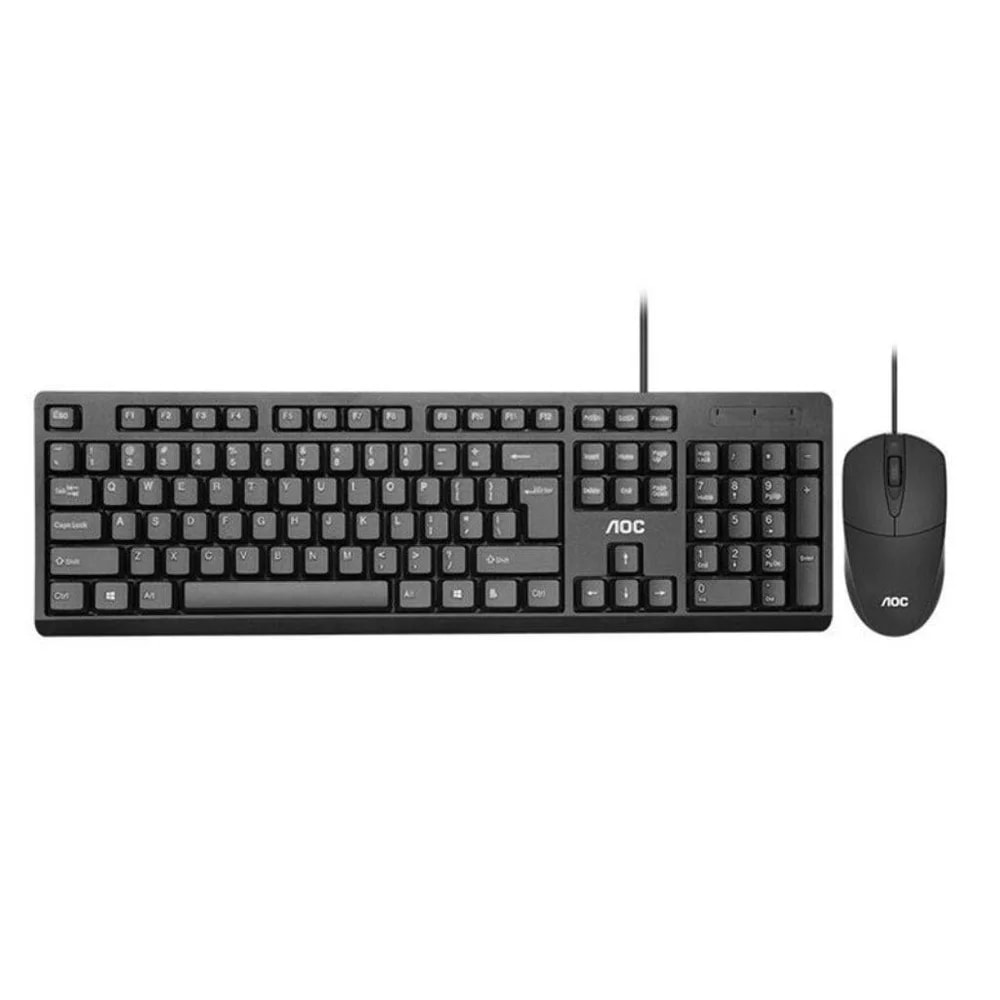 COMBO MOUSE Y TECLADO ALAMBRICO AOC KM160B 16 IMP Mouse (Ratón) Color: Negro Conectividad: USB con