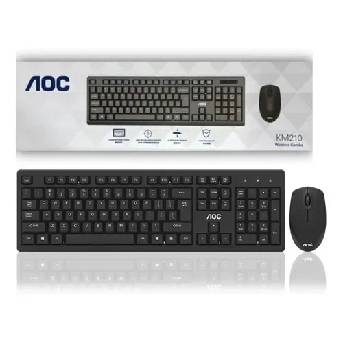 KIT TECLADO Y MOUSE TIPO OFICINA AOC INALAMBRICO KM210B 16 IMP Mouse Color: Negro Conectividad: