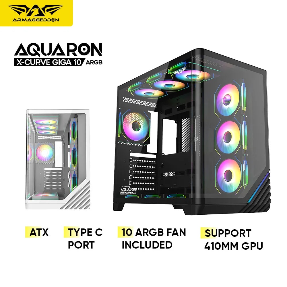 CASE ARMAGGEDDON X CURVE GIGA 10 10 ventiladores ARGB integrados 1 ventilador ARGB maestro y