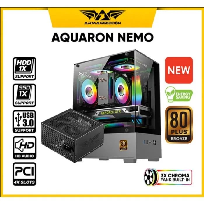 PC CHASIS ARMAGGEDDON AQUARON nemo / M-ATX / Chassis Dimension: L290 X W235 X H375MM / Max