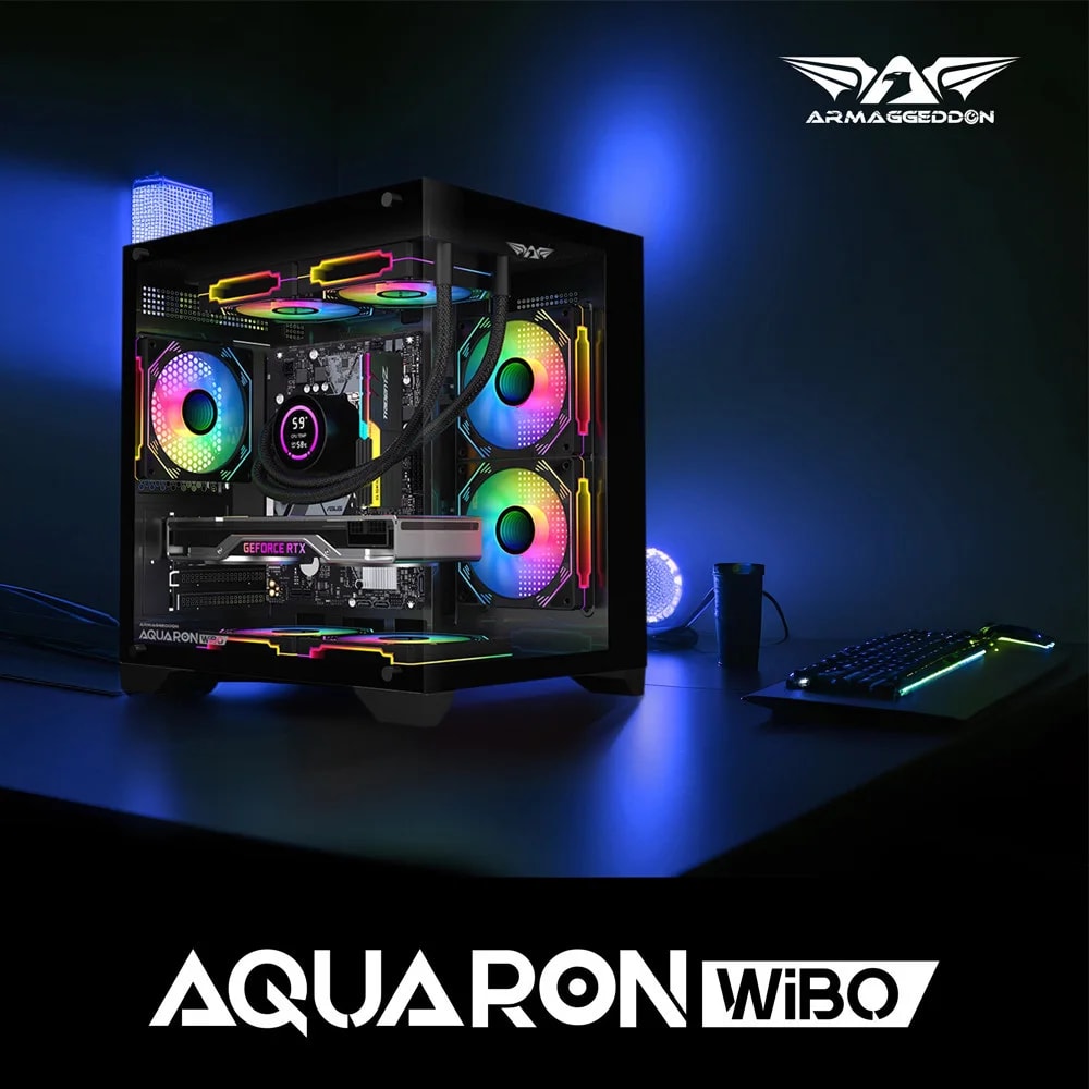 CASE ARMAGGEDDON Aquaron WIBO BLACK- Admite placas base de hasta mATX, Conectividad USB 3.0,