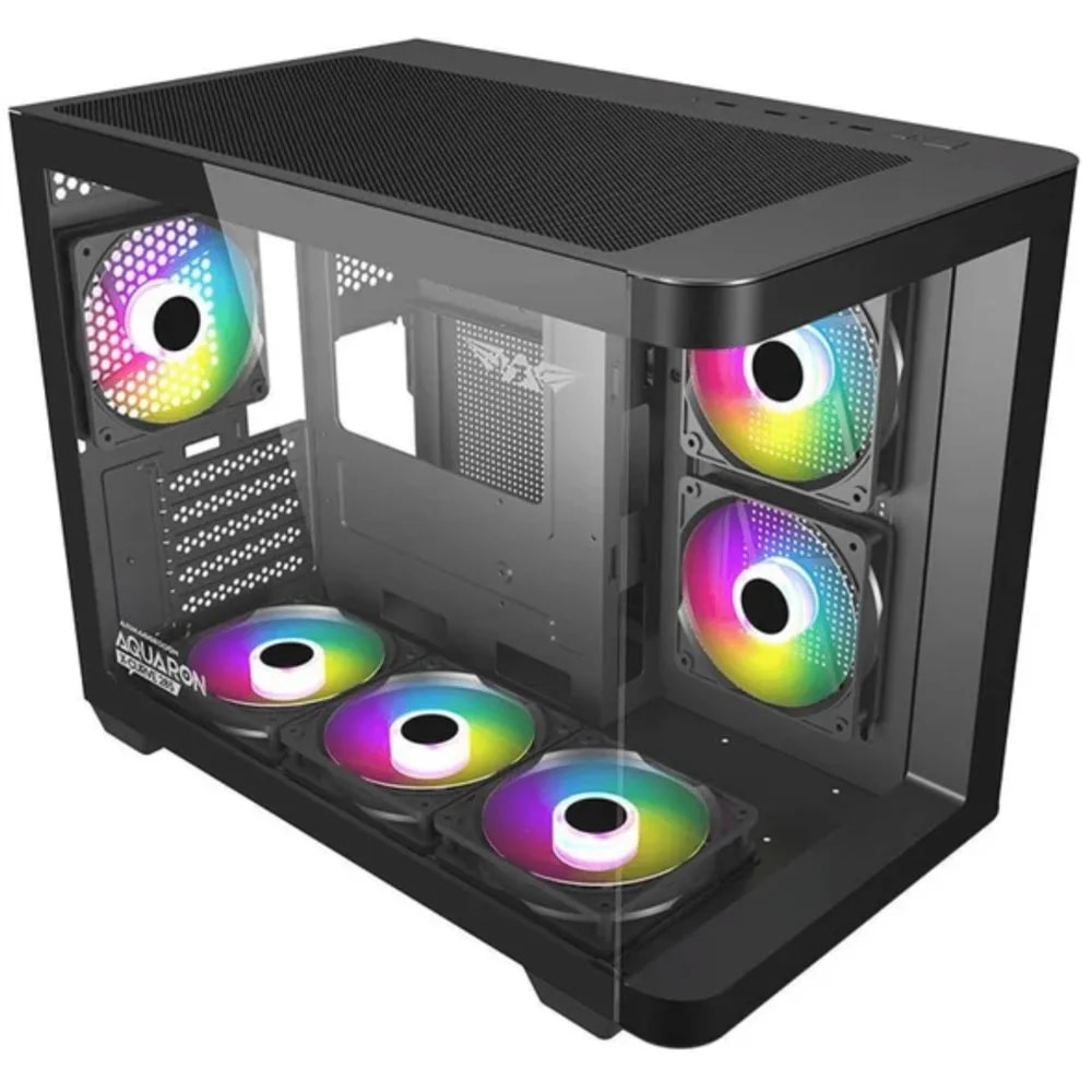 PC CHASIS ARMAGGEDDON AQUARON X-CURVE 285 Black / CURVED TEMPERED GLASS / SOPORTA GPU DE 445MM /