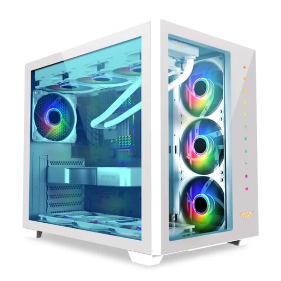 PC CHASIS ARMAGGEDDON TESSARAXX CORE 12 AIR WHITE / PANEL ILUMINADO RGB / DIMESION CHASIS L440 X