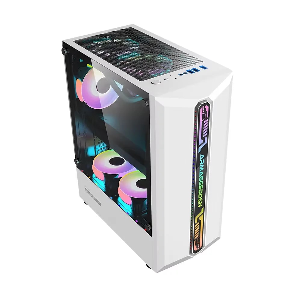PC CHASIS Tritron Pro 300 WHITE FRANJAS DE COLORES ARGB SOPORTA ITX MATX ATX REJILLA MAGNETICA